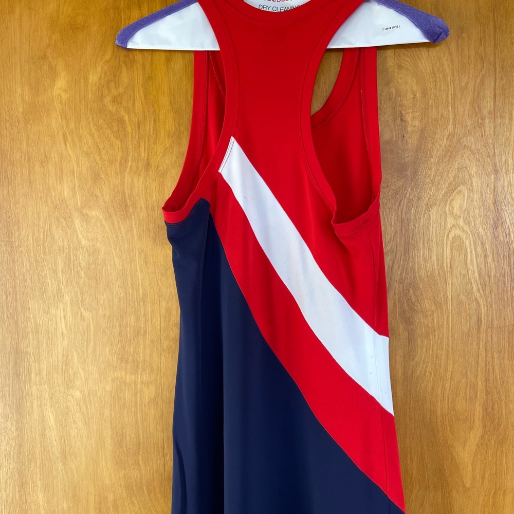 Vintage RALPH LAUREN LONG DRESS red and blue & white